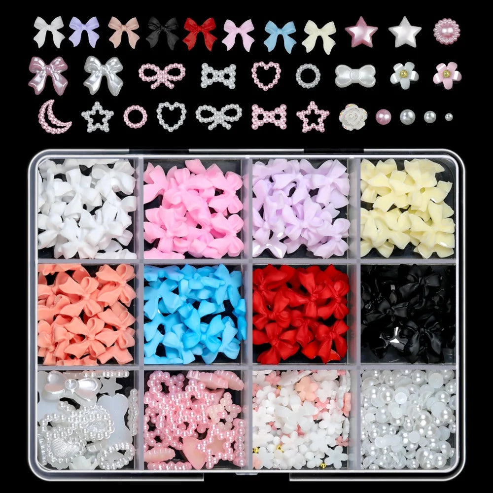 120pcs/box 3D Gold Bow Butterfly Nail Metal Charms Shiny Cute Bowtie/Diamond Star Nail Jewelry 120 Luxury Nail Art Supplies #RE4 Good Vibrations