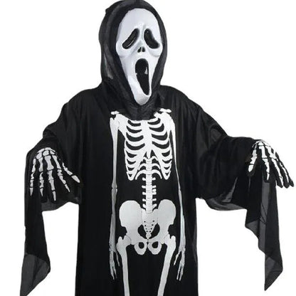 2025 Halloween New Party Role Playing Children Adult Death Black Cloak Halloween Skull Ball Costume Prop Set Children Adult Gift Good Vibrations