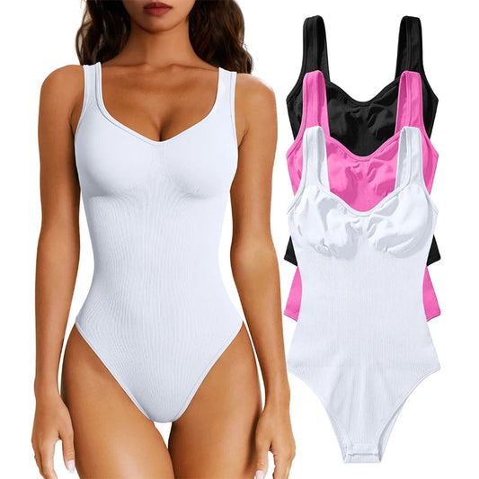 OQQ Women Full Body High Elastic Bodysuit Shapewear Seamless Sexy Bodycon Off Shoulder Sports Fitness Leisure Yoga Lady Clothes Good Vibrations