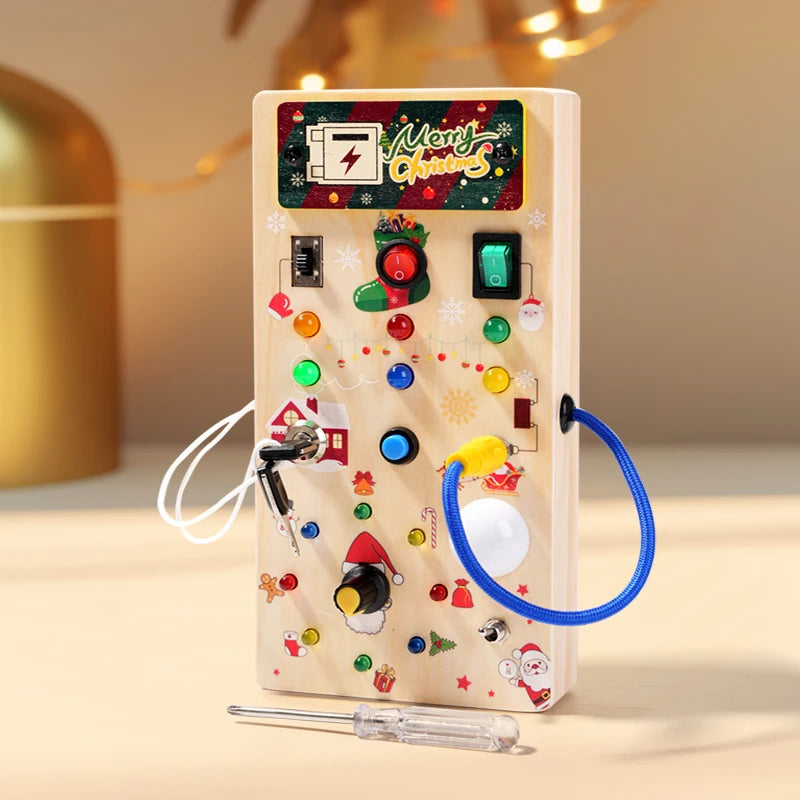 Kids Early Education Toys Electronic Led Light Baby Wooden Sensory Busy Board Montessori  For Toddler Christmas Gifts Good Vibrations