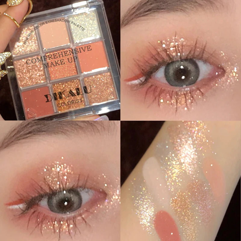 DIKALU Spring And Summer New Eyeshadow Palette Oh Rosy Nine Palace Grid Auto Focus Low Saturation Smoke Powder Rose Plate Good Vibrations