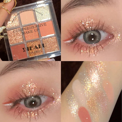 DIKALU Spring And Summer New Eyeshadow Palette Oh Rosy Nine Palace Grid Auto Focus Low Saturation Smoke Powder Rose Plate Good Vibrations