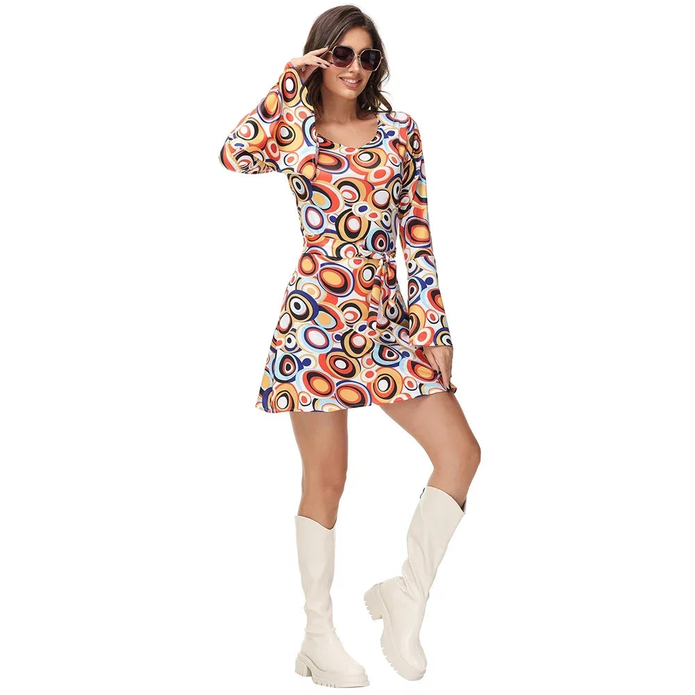 Halloween Party Disco Adult Couples Hippie Costumes Women Male 70s 80s Rock Disco Cosplay Outfits Dance Fantasia Costume Good Vibrations