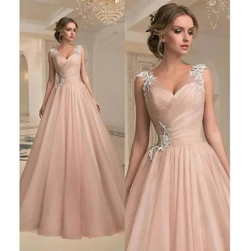 Spring Summer New Style Women's Dress V-Neck Fashion Mesh Sleeveless Long Gown Full-Length Skirt High Collar Empire Waist Good Vibrations