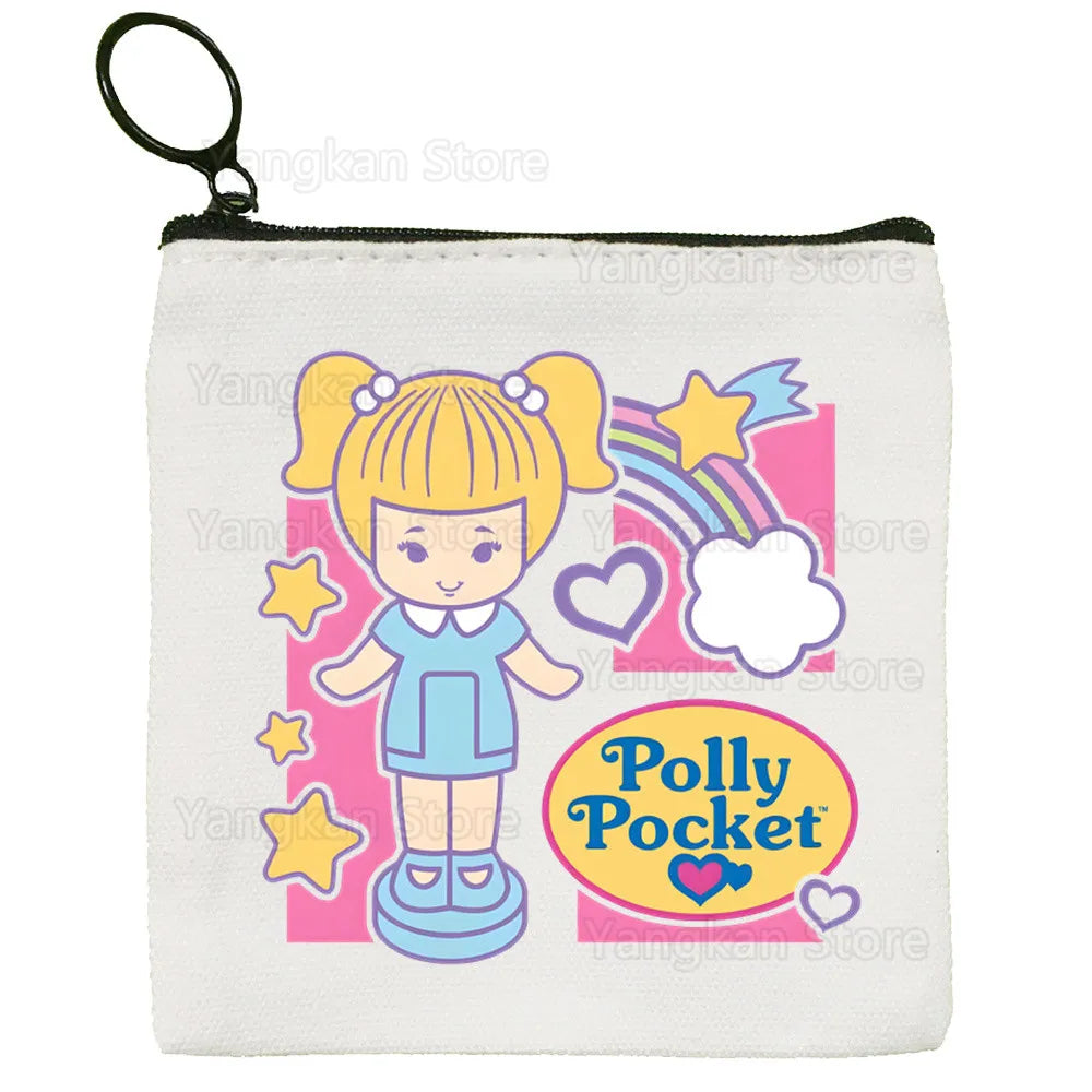 Kawaii Polly Pocket Bag Pure White Bag Handmade Cloth  Coin Purse Whiteboard Bag Handbag Good Vibrations