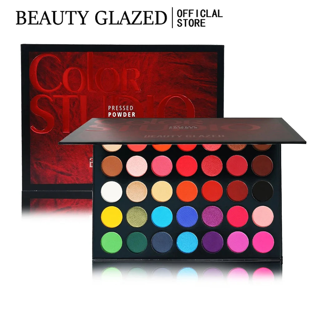 BEAUTY GLAZED Palette Eyeshadow 35 Colors Matte / Shimmer Natural Smokey  Glitter Eyeshadow  Make Up Good Vibrations