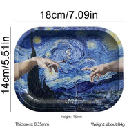 2PC Tinplate Rolling Tray and Case Set - 18x14cm Tobacco Metal Rolling Good Vibrations Adult Super Store