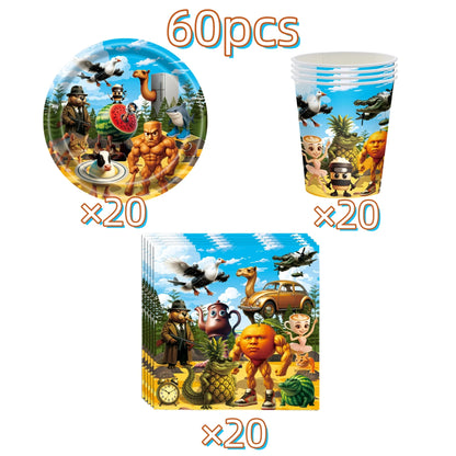 Italian Brainrot Birthday Party Decoration Tung Tung Sahur Tralalelo Tralala Tableware Balloon Cup Plate for Party Favor Supplie Good Vibrations