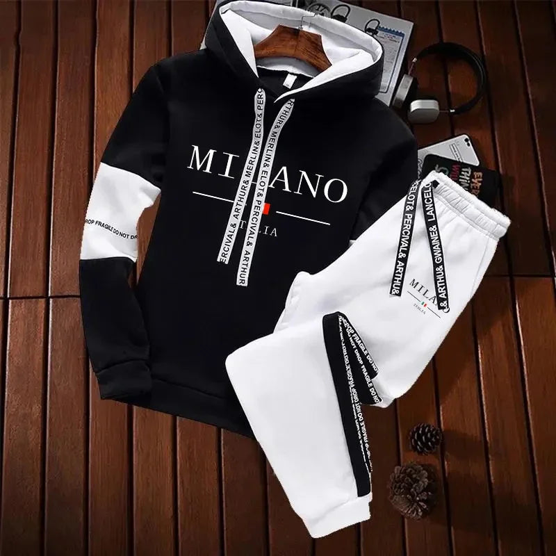 Sports Casual Daily Men's Tracksuit Outdoor Hot Sale Hooded Autumn Winter Single Piece Sweatshirt And Sweatpants Comfort Jogging Good Vibrations