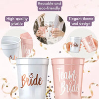1Set Bachelorette Party Team Bride Plastic Drinking Cups Bridal Shower Gift Bride to be Hen Party Supplies Wedding Decorations Good Vibrations
