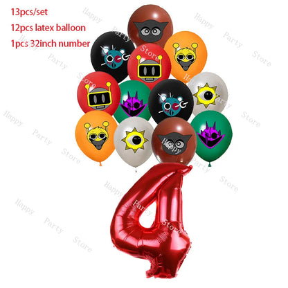 Incredibox Sprunki Birthday Party Decoration Sprunki Balloon Backdrop Cake Topper Split Sales Sprunki Birthday Party Supplies Good Vibrations