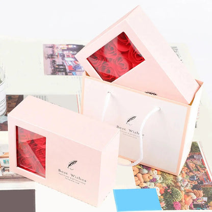 1Set 6 Rose Gift Box Window Jewelry Box Ring Box Necklace Earrings Thanksgiving Valentine Gift Box (No Jewelry) Good Vibrations