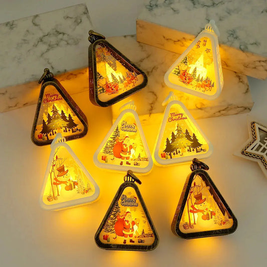 Christmas decorations night lights glowing gifts window tabletop ornaments arrangement props ambient christmas tree pendants Good Vibrations