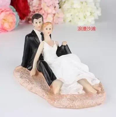 Funny Wedding Cake Toppers Dolls Romantic Bride And Groom Figurines Stand Topper Decoration Supplies Marry Resin Figurine Good Vibrations