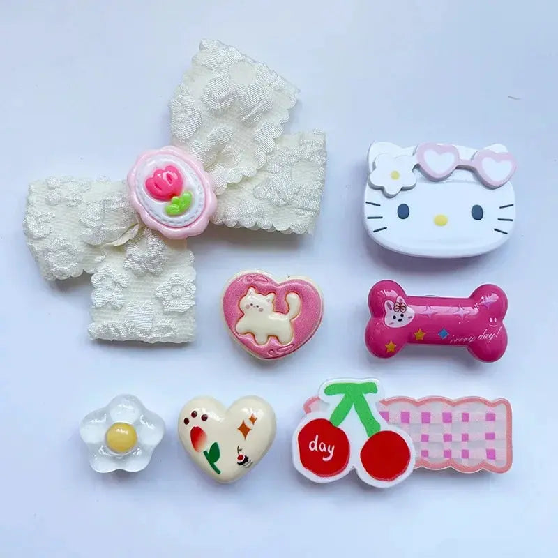 Christmas Gifts INS Bow & Cat Shoe Charms Set Cute Cherry Blossom Hello Kitty for Women Girls’ Sandals & Flip-Flops Good Vibrations