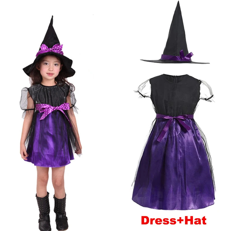 Halloween Costume for Girls Dress Scarlet Witch Vampire Devil Ghost Carnival Party Dress Up Hoodwinked Suit Kids Cosplay Clothes Good Vibrations