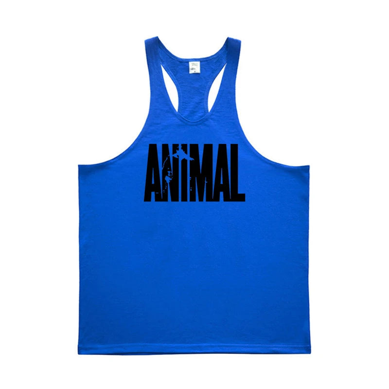 ANIMAL Letter Printed Gym Clothing Mens Bodybuilding Fitness Tank Top Cotton Raceback Stringer Singlets Workout Sleeveless Shirt Good Vibrations