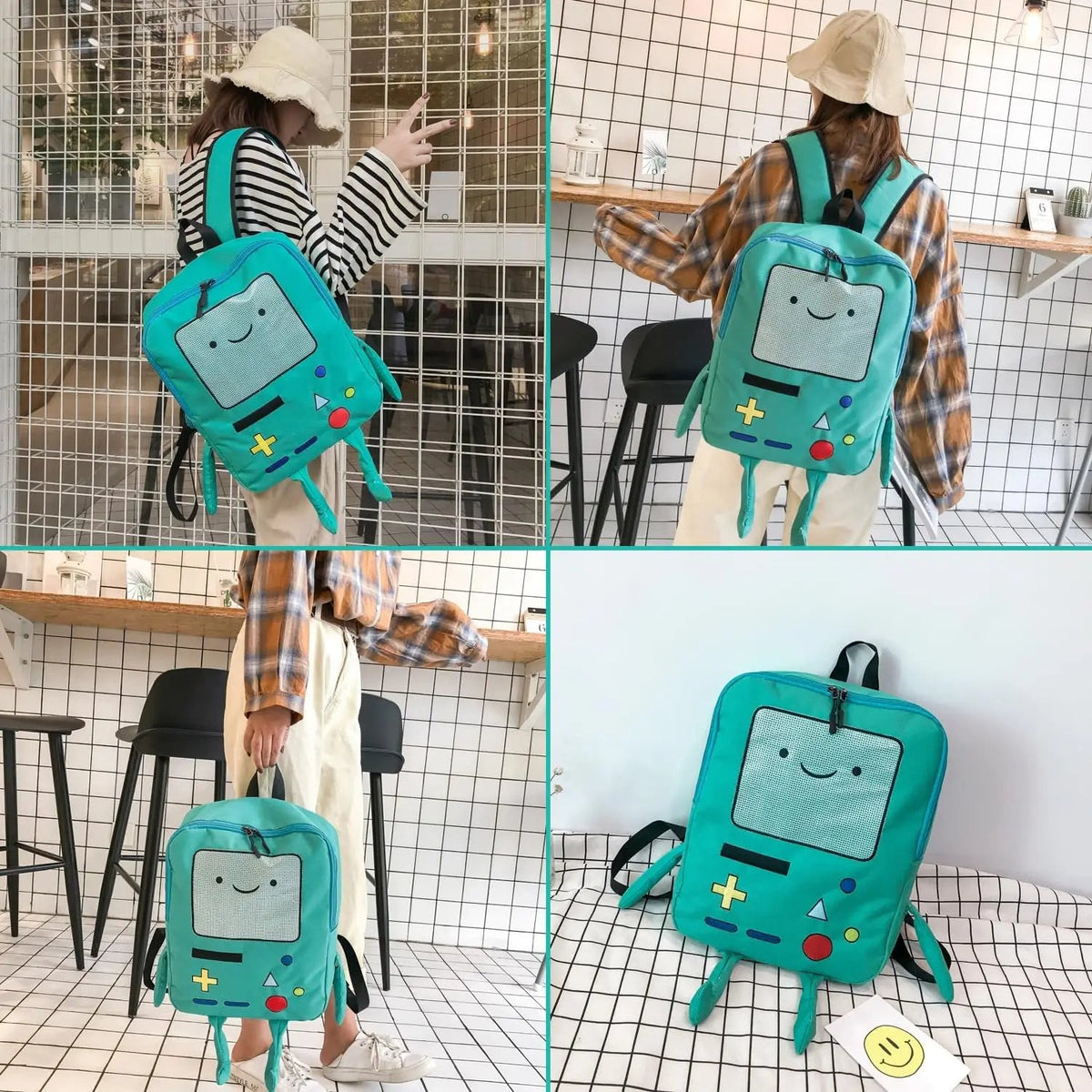 Kawaii 3D Cartoon Robot Backpack 14 Inch Canvas School Bag Fashion Unisex Student Outdoor Rucksack Cute Back To School Kids Gift Good Vibrations