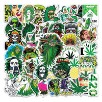 10/30/50/100pcs Funny Smoking Weed Hemp Leaves Stickers Cartoon Decals Motorcycle Laptop Luggage Car Bike Graffiti Sticker Toys GOOD Vibrations Adult Super Store