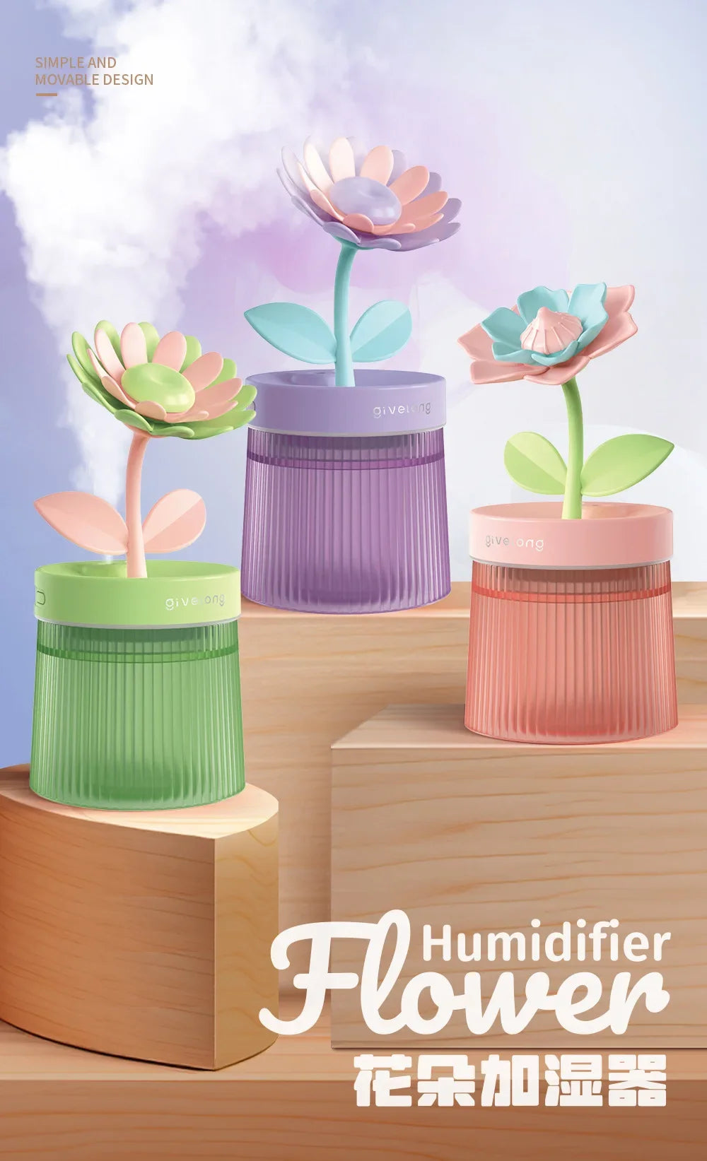 2024 USB Portable Ultrasonic Humidifier - Colorful Cup Aroma Diffuser, Cool Mist Maker, Flower Air Purifier with LED Light Good Vibrations Adult Super Store