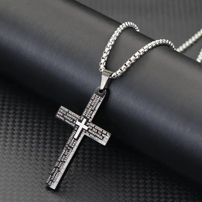 Classic Stainless Steel Cross Necklace For Men 24 Inches Long Pendant Collar Hiphop Rock Outdoor Cool Riding Neck Accessories Good Vibrations