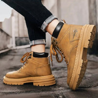 Autumn Fashion Brown Men's Ankle Boots 2025 Comfortable Platform Leather Boots Men Non-slip Work Boots for Men Botas Para Hombre Good Vibrations