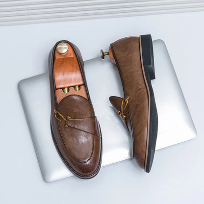 Black Loafers for Men Fashion Stone Pattern Men's Formal Monk Shoes Business Handmade Leather Men's Social Shoes Driving Shoes Good Vibrations