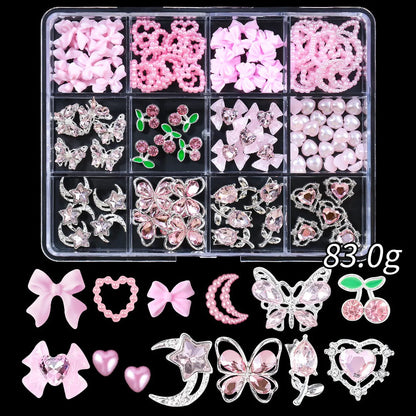 120pcs/box 3D Gold Bow Butterfly Nail Metal Charms Shiny Cute Bowtie/Diamond Star Nail Jewelry 120 Luxury Nail Art Supplies #RE4 Good Vibrations