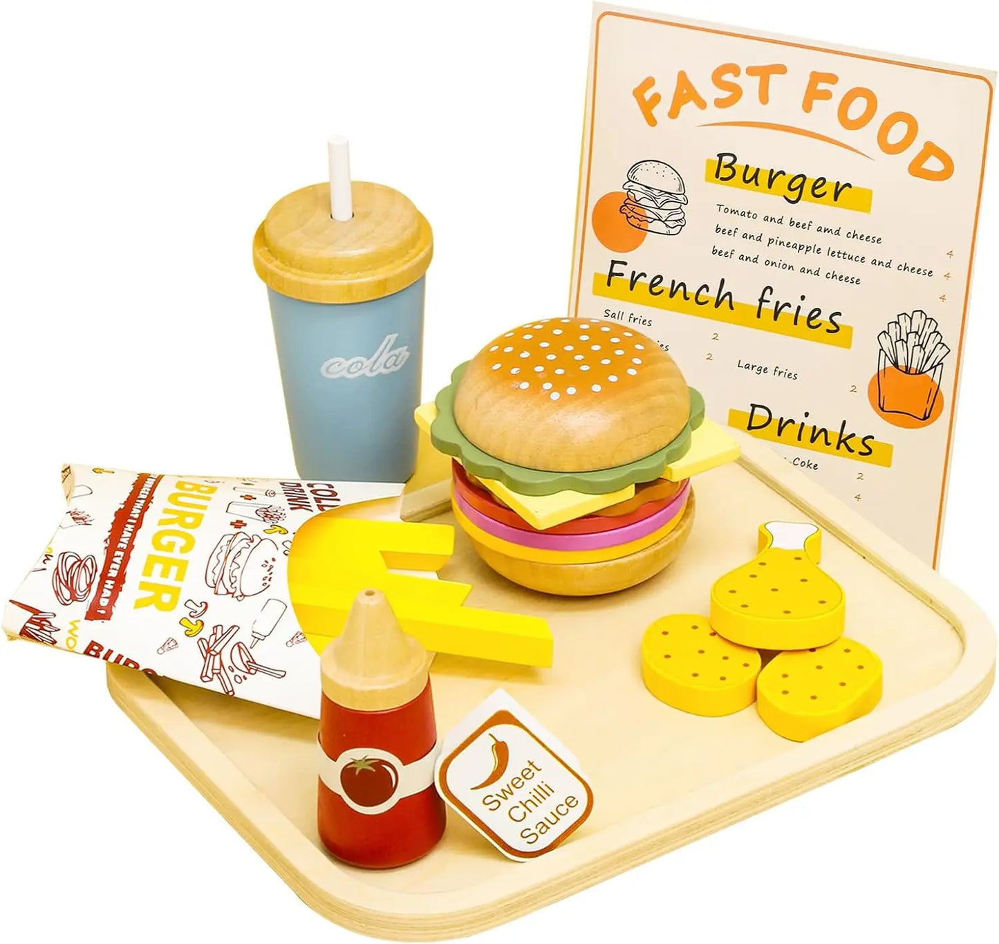Wooden Play Food Toy Pretend Play Kitchen Accessories Fast Food Hamburger Set Early Educational Montessori Toys For Kids Gifts Good Vibrations