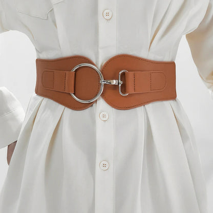 Luxury ladies wide belt elastic vintage buckle leather wide fashion wild pin buckle women's belt waist seal belt Good Vibrations