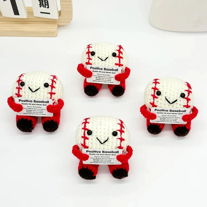 Funny Positive Baseball Hug Pocket Hug Mini Handmade Knitted Doll Cute Desktop Decoration Birthday Holiday Gift Home Decoration Good Vibrations