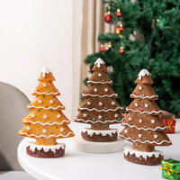 Festive Resin Gingerbread Christmas Tree Figurine, Holiday Tabletop Centerpiece Decor for Home Christmas Atmosphere Good Vibrations