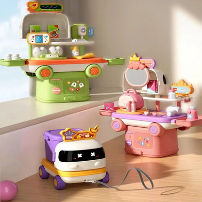 Kids House Play Kitchen Toys Makeup Medical DIY Simulation Cooking Food Tableware Role Play Kitchen Toddler Girl Baby Xmas Gift Good Vibrations