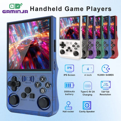 GAMINJA ANS13 Retro Handheld Video Game Console 15000+ Games Built-in Linux 4.0 Inch IPS Screen Portable Pocket Gaming Console Good Vibrations