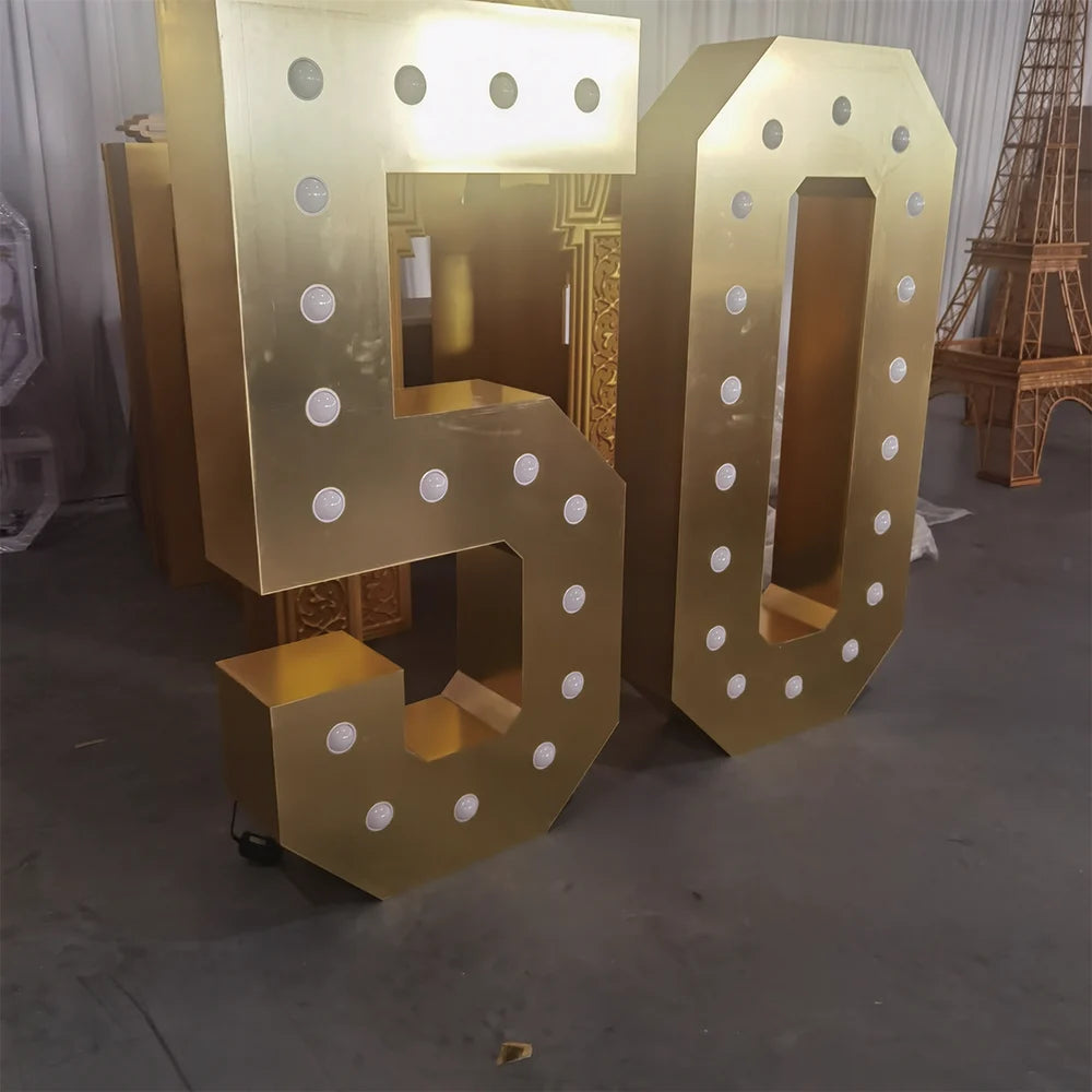 Led Electronic Signs Birthday Party 50 Light Up Number Backdrop For Wedding Decoration Event Props Good Vibrations