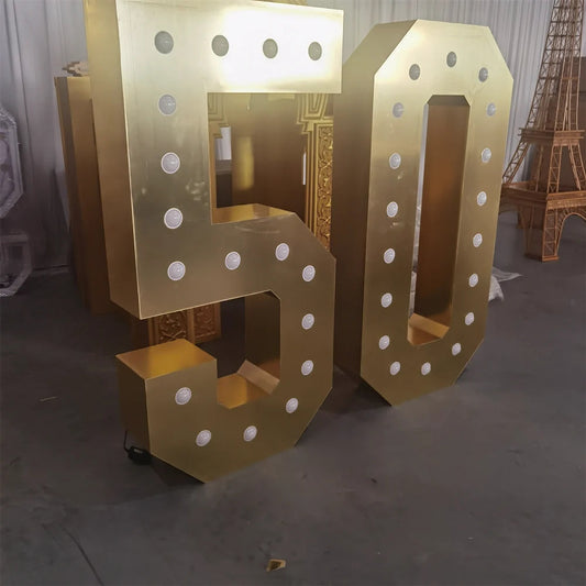 Led Electronic Signs Birthday Party 50 Light Up Number Backdrop For Wedding Decoration Event Props Good Vibrations