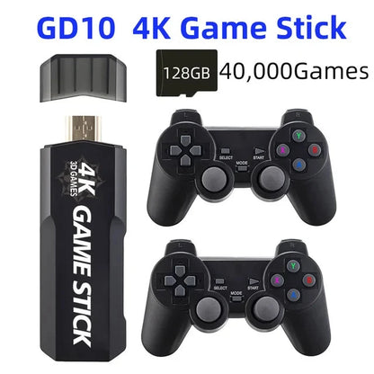 2025 New Video Game Console Double Wireless Controller Game Stick Retro Game Console 4K HD 128G 40000 Games 2.4G For PSP PS1 GBA Good Vibrations