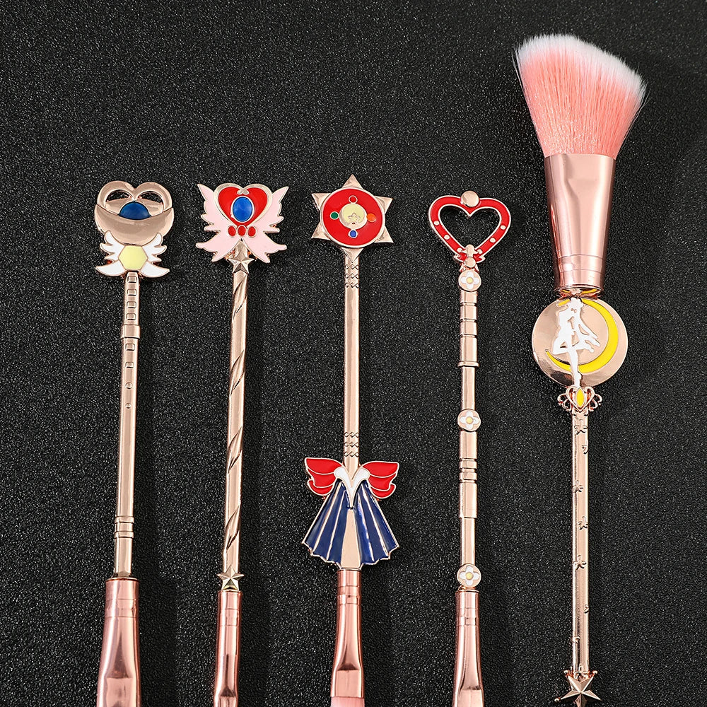 5pcs/set Kawaii Sailor Moon Makeup Brushes Kits Foundation Powder Blush Eyeshadow Kabuki Blending Make Up Brush Beauty Tools Good Vibrations