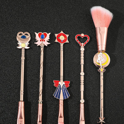 5pcs/set Kawaii Sailor Moon Makeup Brushes Kits Foundation Powder Blush Eyeshadow Kabuki Blending Make Up Brush Beauty Tools Good Vibrations