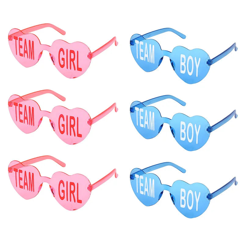 Baby Gender Reveal Party Team Boy Team Girl Glasses Decoration Supplies Blue and Pink Sunglasses Photo Props Guests Gift Favors Good Vibrations