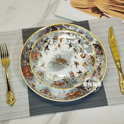 European ceramic western dinner plate, jungle set, steak plate, Coffee cup, afternoon , personalized gift set Good Vibrations