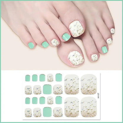 Nail Polish Film Toenail Stickers Solid Color Glitter Toe Nail Art Sticker DIY Waterproof Adhesive Nail Wraps Decals Decors Good Vibrations