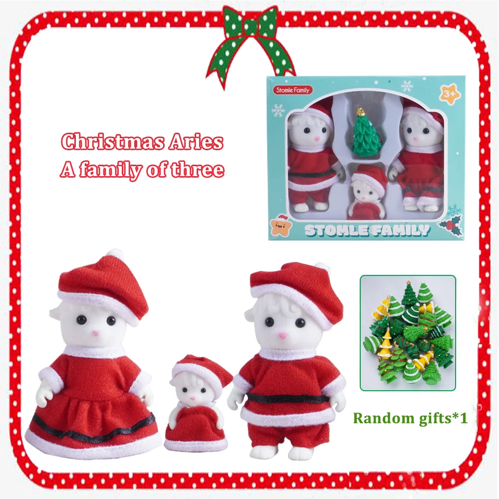 Box Packing Forest Family Reindeer Bunny Panda Animal Simulation Dollhouse Playset Play House Toy Accessories Xmas Gift for kids Good Vibrations