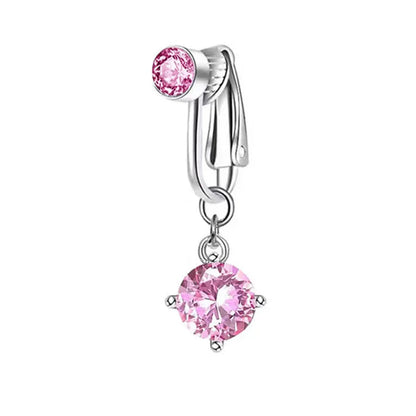 Clip On Belly Button Ring Butterfly Copper Zircon Pink Fake Belly Piercing Umbilical Navel Body Jewelry Trendy Fashion Style Good Vibrations Adult Super Store