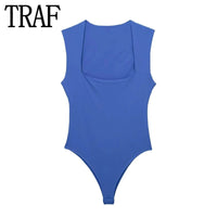 MUJER 2025 Black Woman Body Square Neck Sleeveless Bodysuit Women Blue White Sexy Tight Bodysuit Lingerie Bodycon Summer Tops Good Vibrations