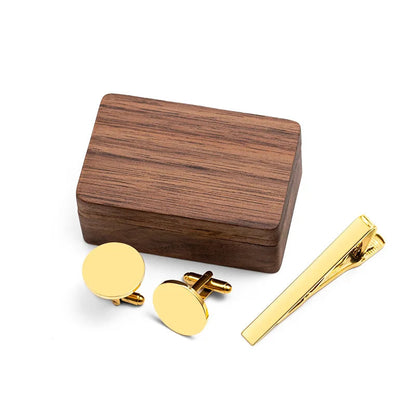 Custom Metal Cufflinks Tie Clip & Rectangle Gift Box Engraved Gift for Dad and Groomsmen Personalized Best Man Cufflinks Set Good Vibrations