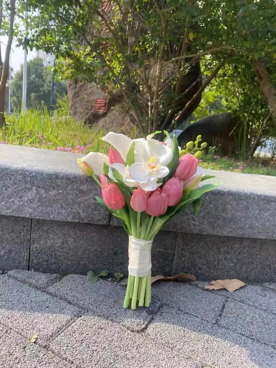 AYiCuthia 2024 Real Touch White Calla Lily Waterfall white Wedding Flowers Bridal Bouquets Artificial Wedding Bouquets Good Vibrations