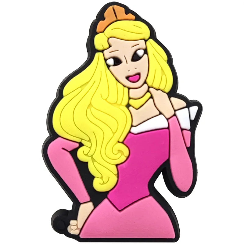 1-17pcs MINISO Hot Toys Princess Seri Series Shoe Charms For Croc Sandals, PVC Shoe Decorations Accessories Christmas Gif Good Vibrations