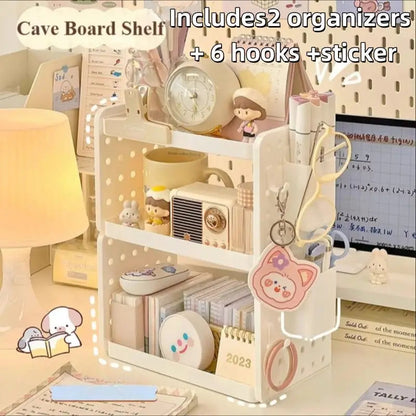 Multi-functional 3-tier Desktop Organizer, Desktop Shelf, Hole Board, Pen Holder Office Desk Organizer, Desk Desk Organizer Good Vibrations