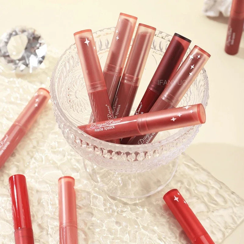 Nude Matte Lipstick Waterproof Lip Sticks Not Fading Sexy Red Velvet Lipsticks for Women Make Up Long Lasting Lip Cosmetics Good Vibrations